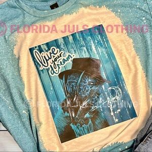 Halloween Blue Bleached Freddy Kruger Tee Shirt Top Live Your Dream Limited NEW